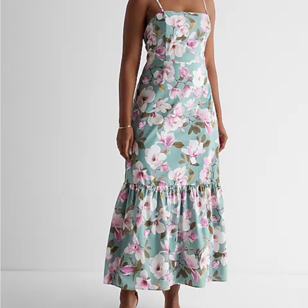 Express Floral Maxi Dress in Blue and Pink